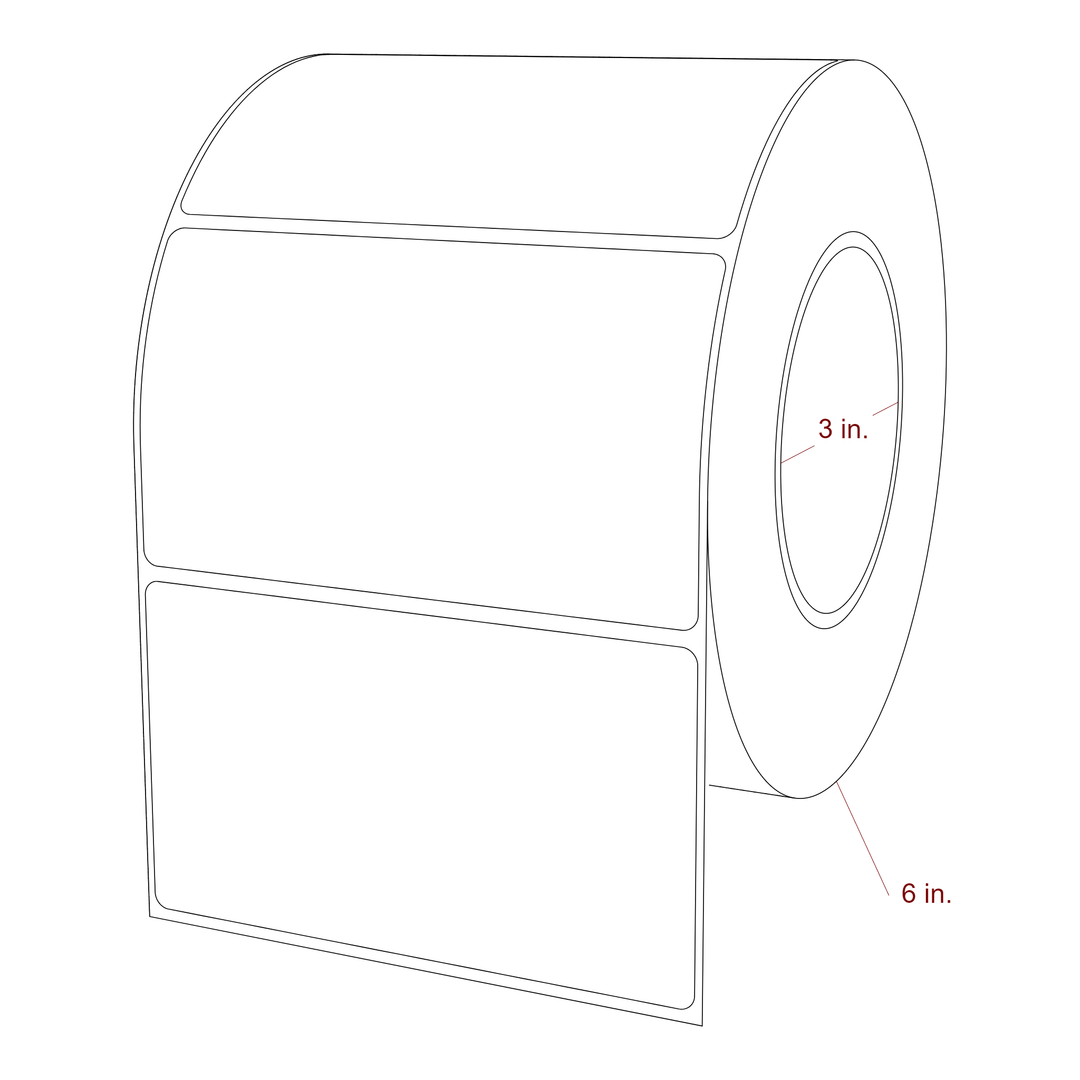 4.75 Inch x 2.75 Inch Rectangle Inkjet Label Roll - 3 Inch Core - 6 Inch Roll OD - 3D Perspective