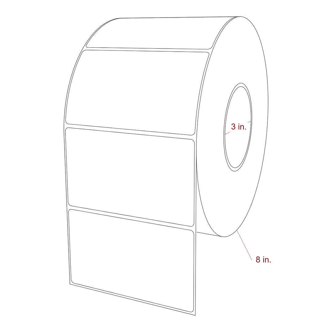 4.75 Inch x 2.75 Inch Rectangle Inkjet Label Roll - 3 Inch Core - 8 Inch Roll OD - 3D Perspective