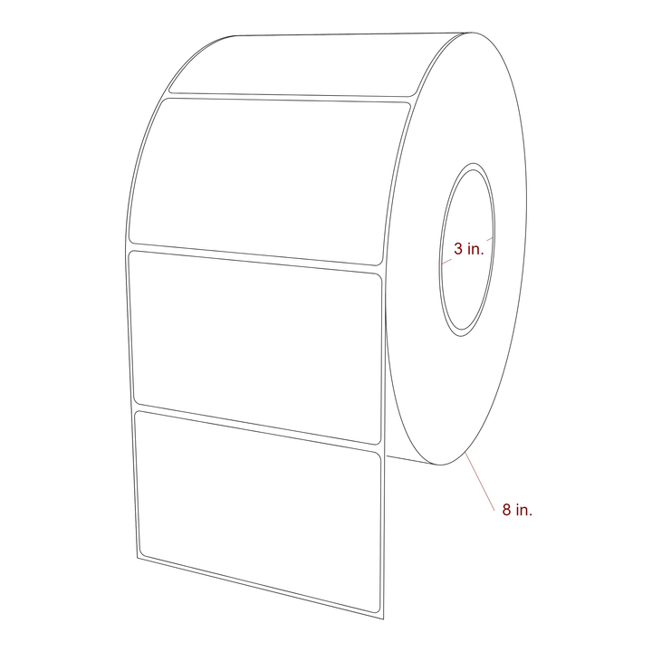 4.75 Inch x 2.75 Inch Rectangle Inkjet Label Roll - 3 Inch Core - 8 Inch Roll OD - 3D Perspective
