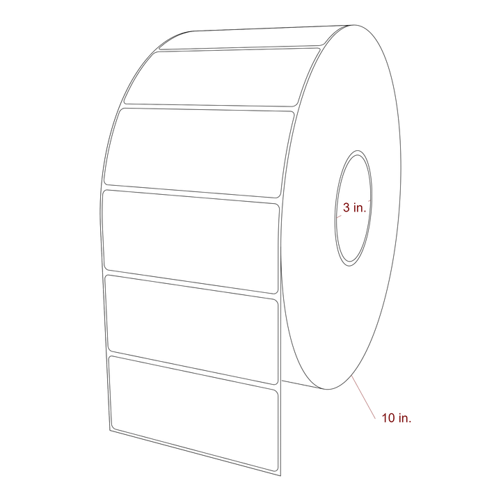 4.75 Inch x 2 Inch Rectangle Inkjet Label Roll - 3 Inch Core - 10 Inch Roll OD - 3D Perspective