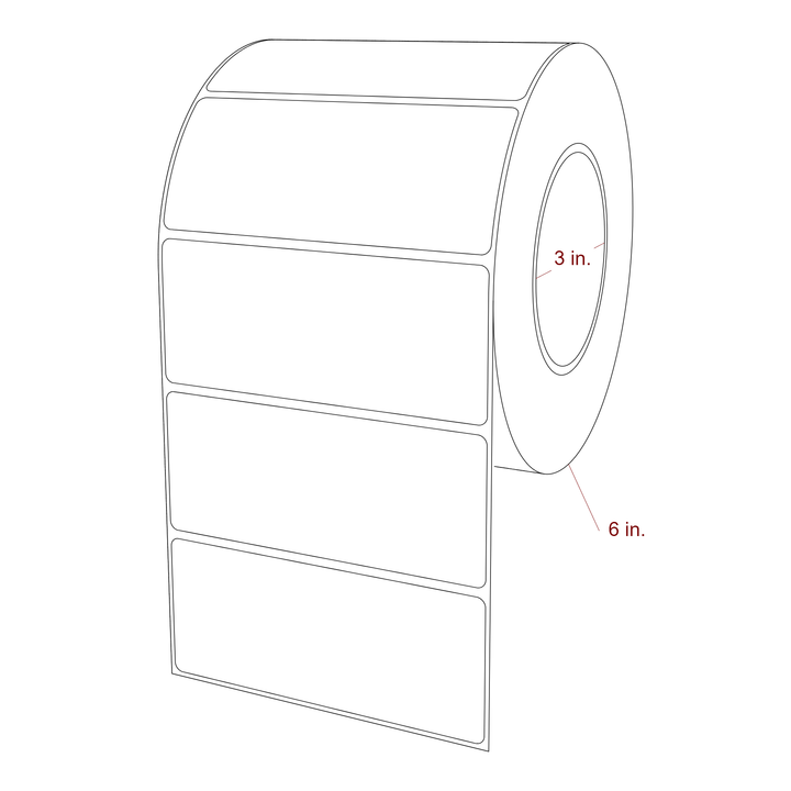 4.75 Inch x 2 Inch Rectangle Inkjet Label Roll - 3 Inch Core - 6 Inch Roll OD - 3D Perspective