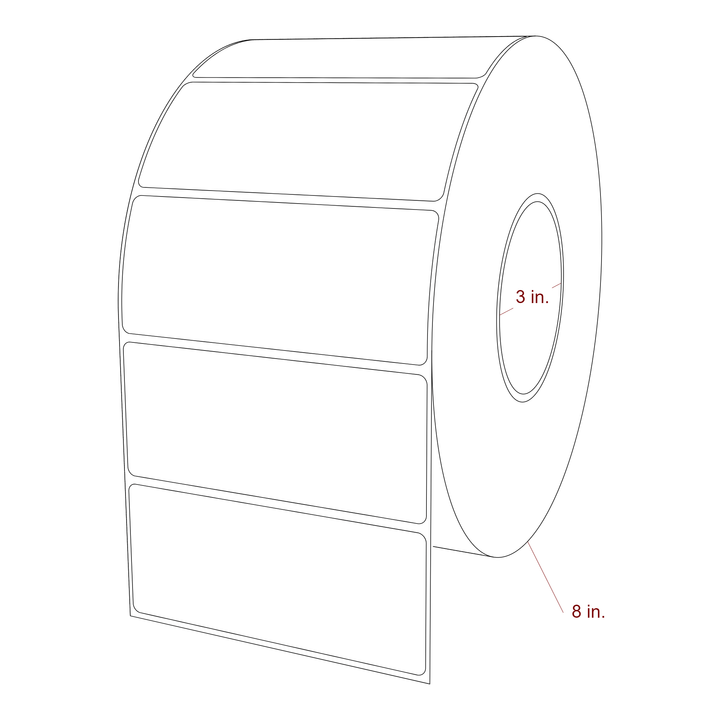 4.75 Inch x 2 Inch Rectangle Inkjet Label Roll - 3 Inch Core - 8 Inch Roll OD - 3D Perspective