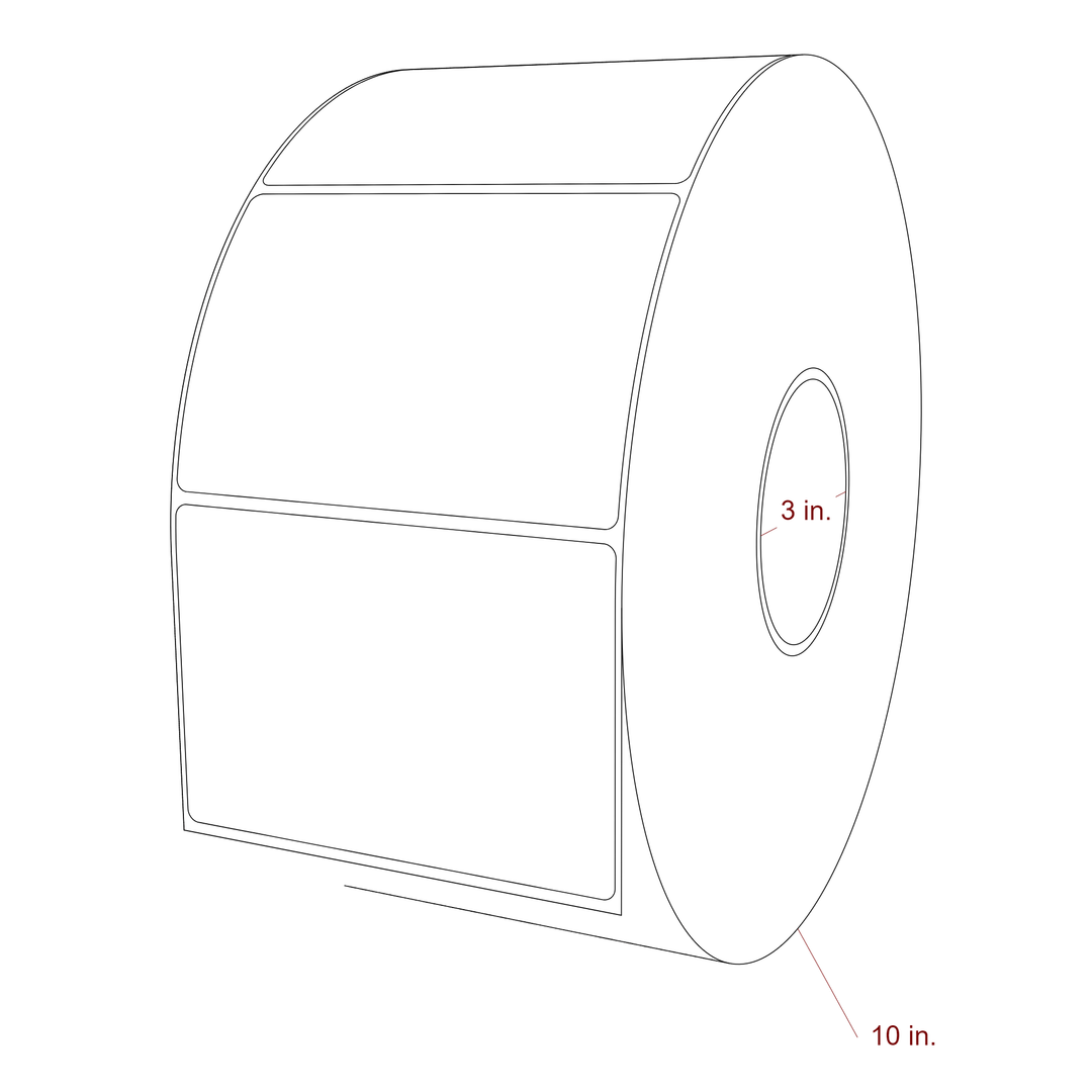 4.75 Inch x 3.25 Inch Rectangle Inkjet Label Roll - 3 Inch Core - 10 Inch Roll OD - 3D Perspective