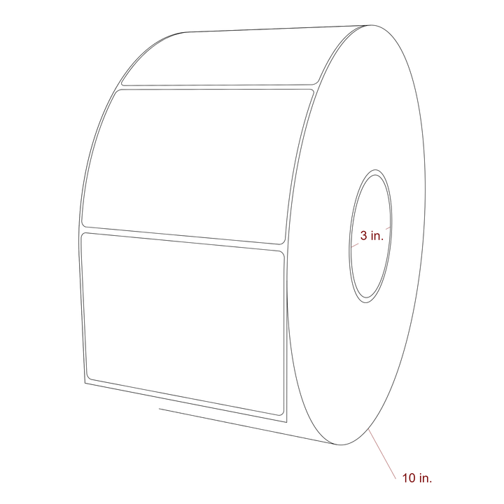 4.75 Inch x 3.25 Inch Rectangle Inkjet Label Roll - 3 Inch Core - 10 Inch Roll OD - 3D Perspective