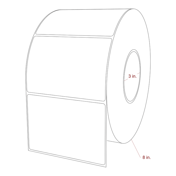 4.75 Inch x 3.25 Inch Rectangle Inkjet Label Roll - 3 Inch Core - 8 Inch Roll OD - 3D Perspective