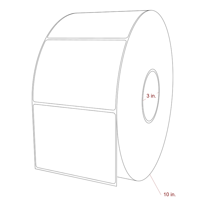 4.75 Inch x 3.5 Inch Rectangle Inkjet Label Roll - 3 Inch Core - 10 Inch Roll OD - 3D Perspective