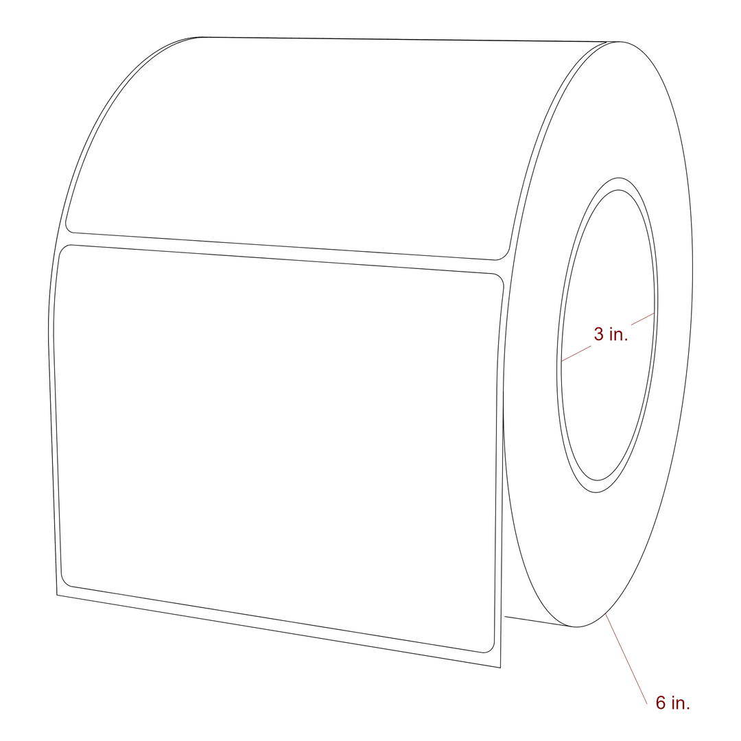 4.75 Inch x 3.5 Inch Rectangle Inkjet Label Roll - 3 Inch Core - 6 Inch Roll OD - 3D Perspective