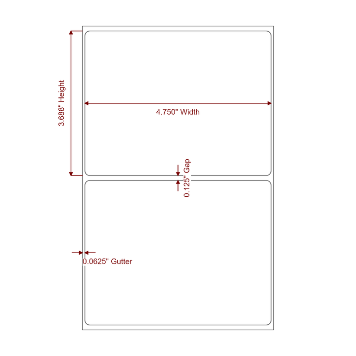 4.75" x 3.6875" Rectangle Roll for Epson ColorWorks, VIPColor & Primera Printers; 4.75" x 3.6875" Rectangle Label Diagram