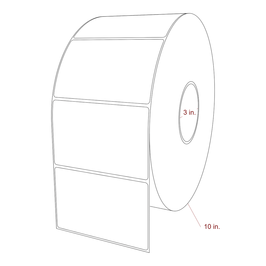 4.75 Inch x 3 Inch Rectangle Inkjet Label Roll - 3 Inch Core - 10 Inch Roll OD - 3D Perspective