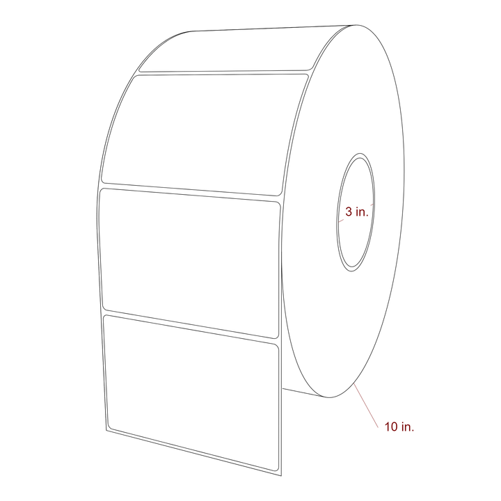 4.75 Inch x 3 Inch Rectangle Inkjet Label Roll - 3 Inch Core - 10 Inch Roll OD - 3D Perspective