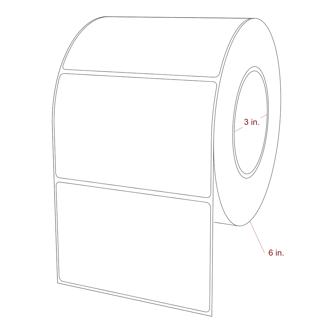 4.75 Inch x 3 Inch Rectangle Inkjet Label Roll - 3 Inch Core - 6 Inch Roll OD - 3D Perspective