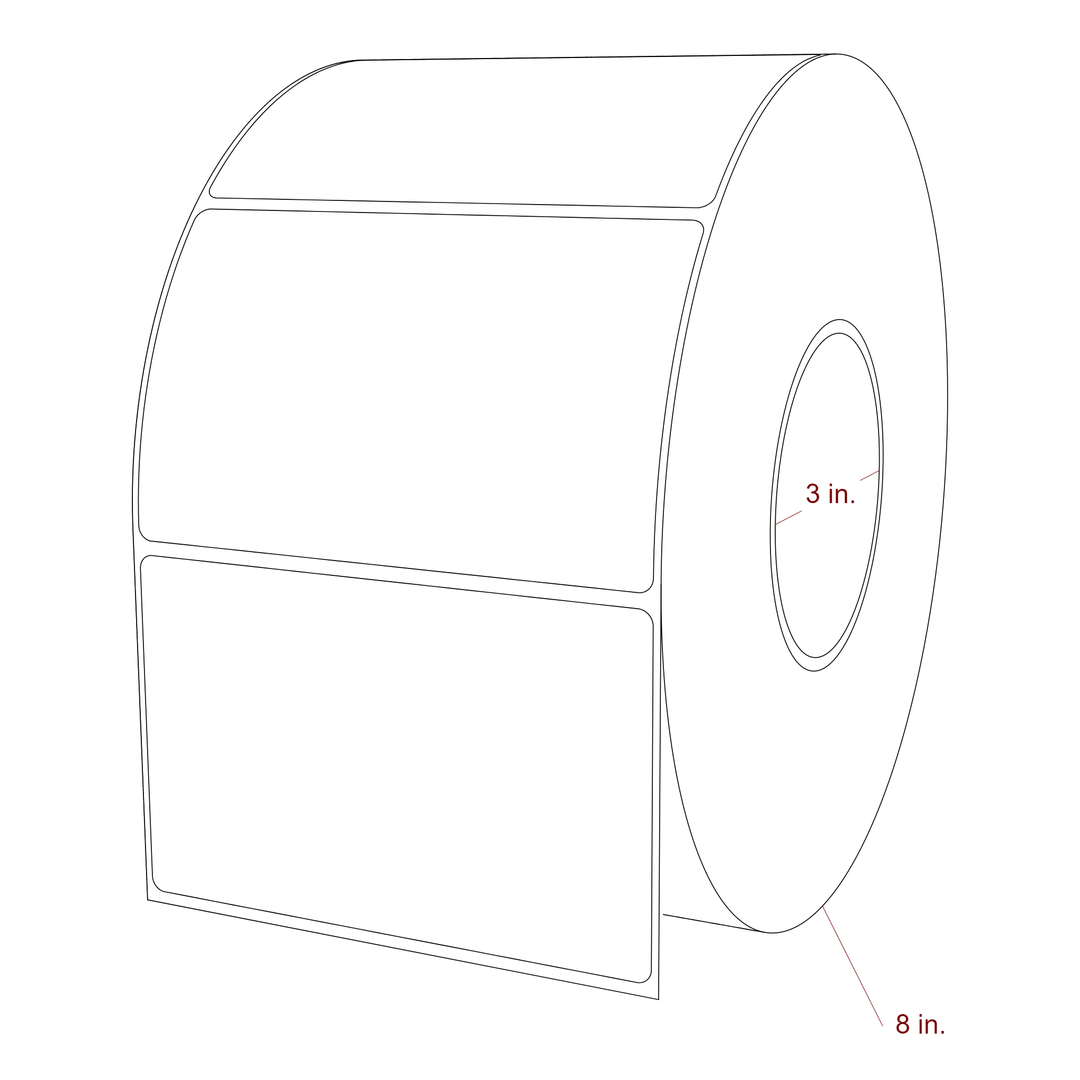 4.75 Inch x 3 Inch Rectangle Inkjet Label Roll - 3 Inch Core - 8 Inch Roll OD - 3D Perspective