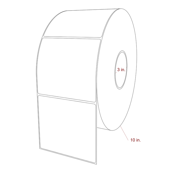 4.75 Inch x 4.25 Inch Rectangle Inkjet Label Roll - 3 Inch Core - 10 Inch Roll OD - 3D Perspective