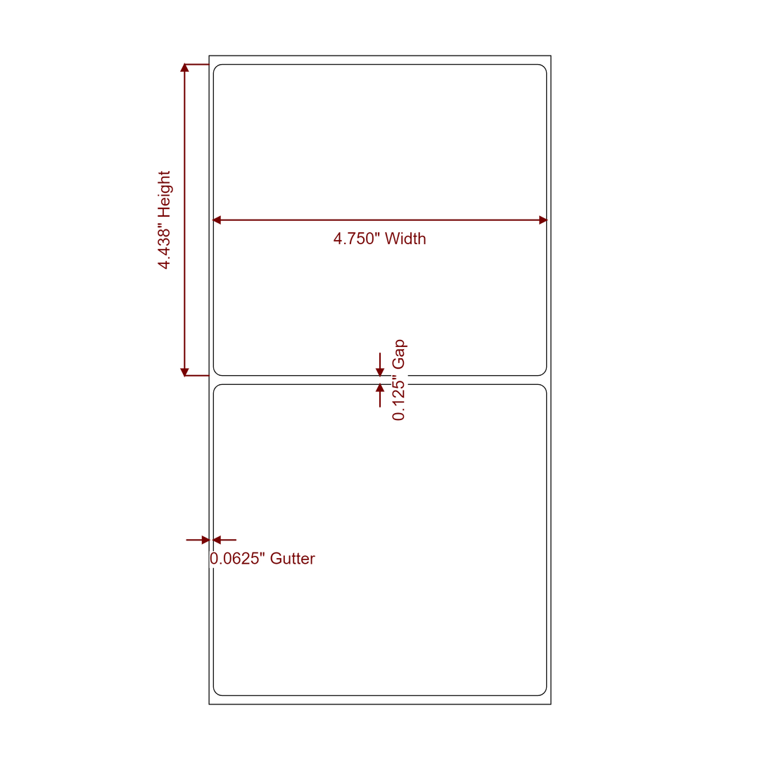 4.75" x 4.4375" Rectangle Roll for Epson ColorWorks, VIPColor & Primera Printers; 4.75" x 4.4375" Rectangle Label Diagram