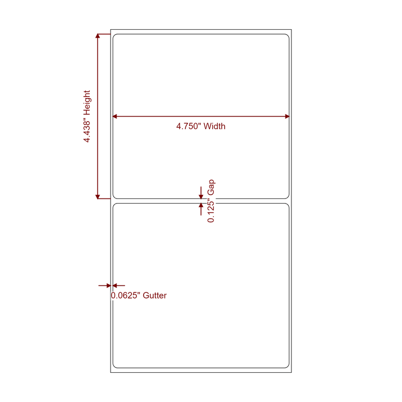 4.75" x 4.4375" Inkjet Label Rolls | Fits Epson ColorWorks, VIPColor & Primera - Label Diagram