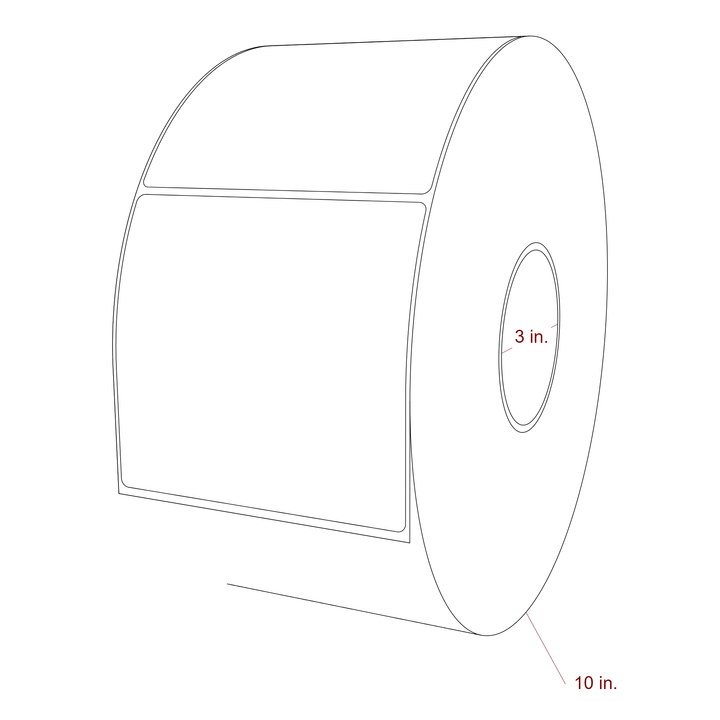 4.75 Inch x 4.5 Inch Rectangle Inkjet Label Roll - 3 Inch Core - 10 Inch Roll OD - 3D Perspective