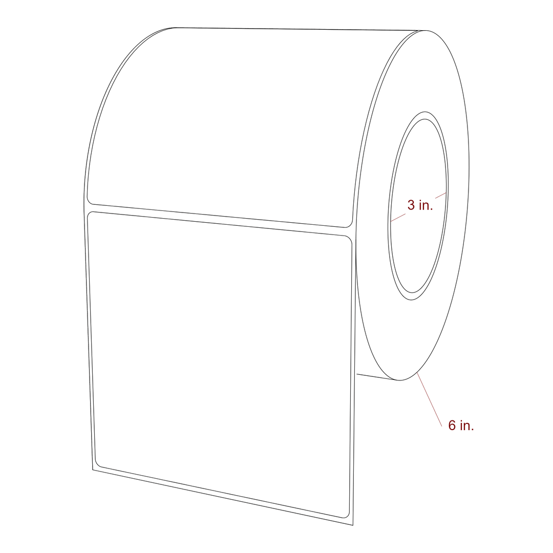 4.75 Inch x 4.5 Inch Rectangle Inkjet Label Roll - 3 Inch Core - 6 Inch Roll OD - 3D Perspective