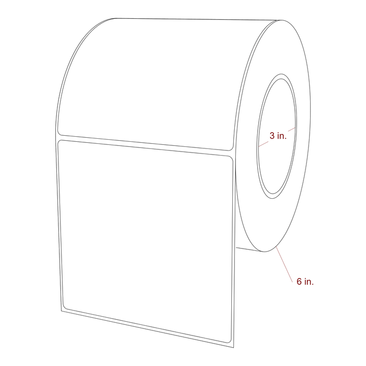 4.75 Inch x 4.5 Inch Rectangle Inkjet Label Roll - 3 Inch Core - 6 Inch Roll OD - 3D Perspective