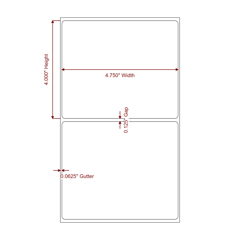4.75" x 4" Inkjet Label Rolls | Fits Epson ColorWorks, VIPColor & Primera - Label Diagram