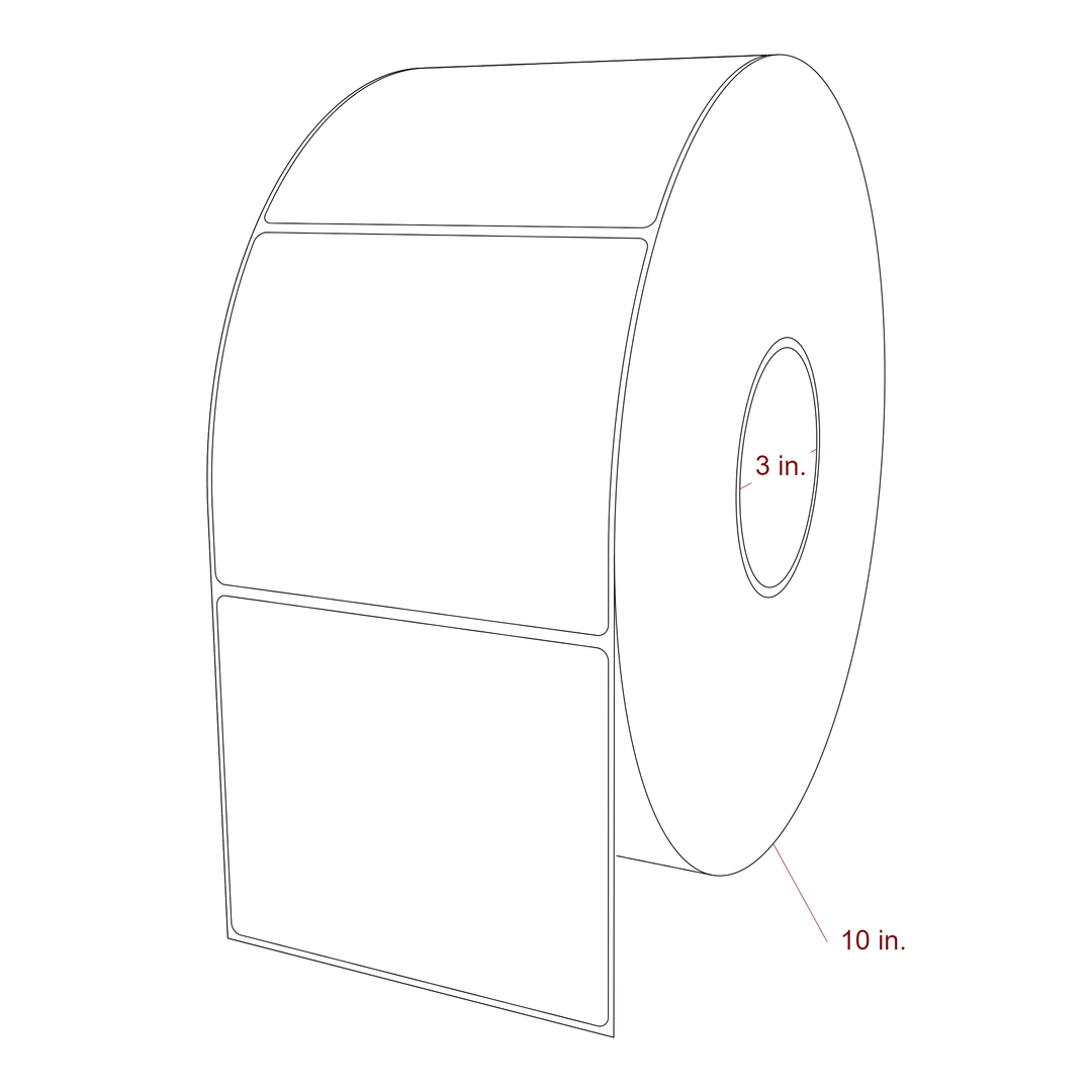 4.75 Inch x 4 Inch Rectangle Inkjet Label Roll - 3 Inch Core - 10 Inch Roll OD - 3D Perspective