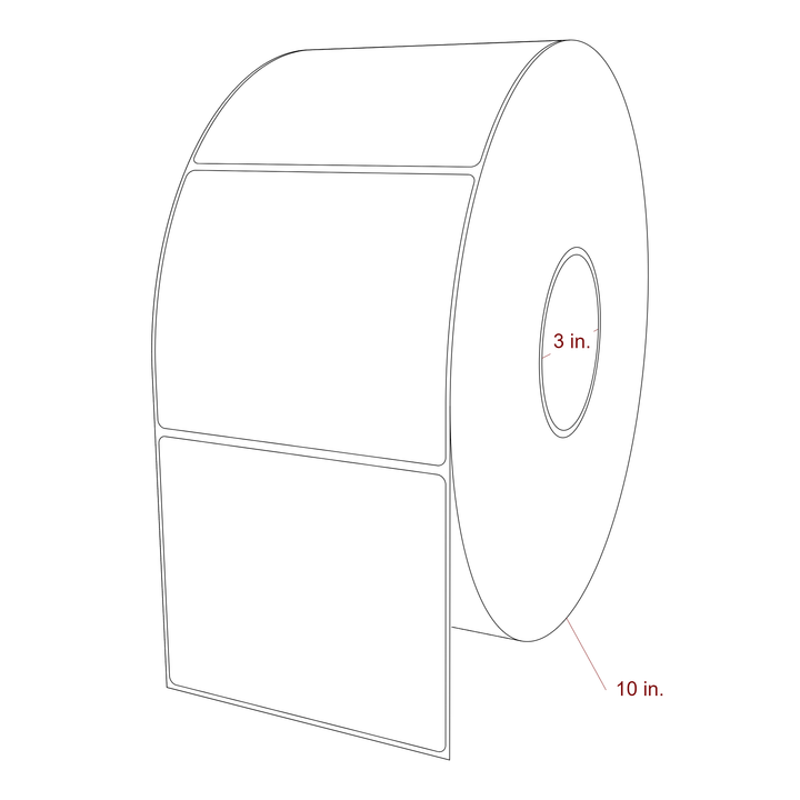 4.75 Inch x 4 Inch Rectangle Inkjet Label Roll - 3 Inch Core - 10 Inch Roll OD - 3D Perspective