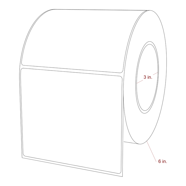 4.75 Inch x 4 Inch Rectangle Inkjet Label Roll - 3 Inch Core - 6 Inch Roll OD - 3D Perspective