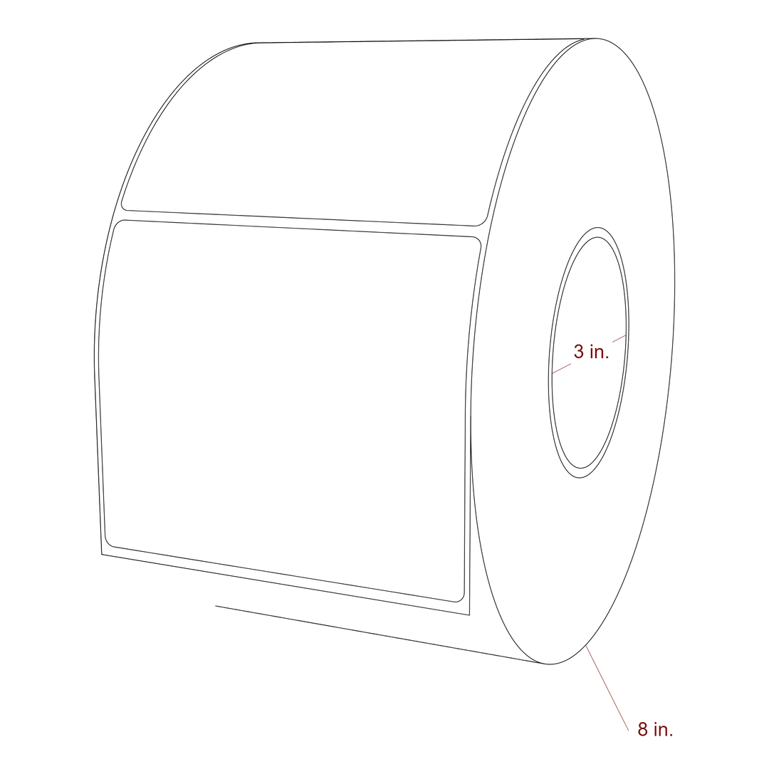 4.75 Inch x 4 Inch Rectangle Inkjet Label Roll - 3 Inch Core - 8 Inch Roll OD - 3D Perspective