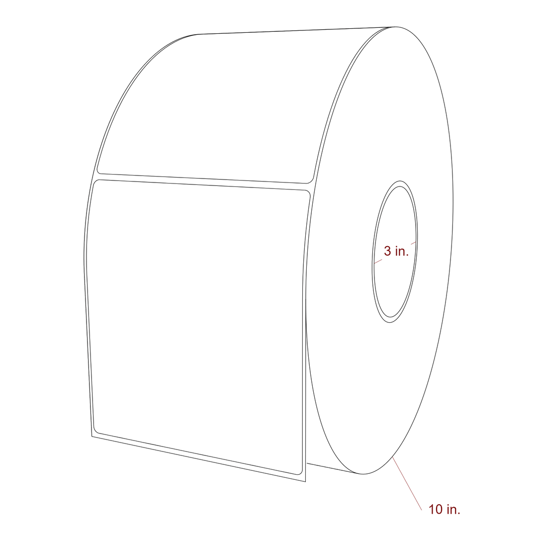 4.75 Inch x 5.25 Inch Rectangle Inkjet Label Roll - 3 Inch Core - 10 Inch Roll OD - 3D Perspective