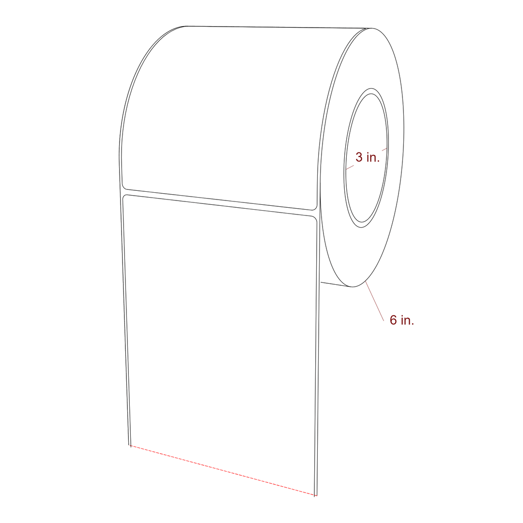 4.75 Inch x 5.25 Inch Rectangle Inkjet Label Roll - 3 Inch Core - 6 Inch Roll OD - 3D Perspective