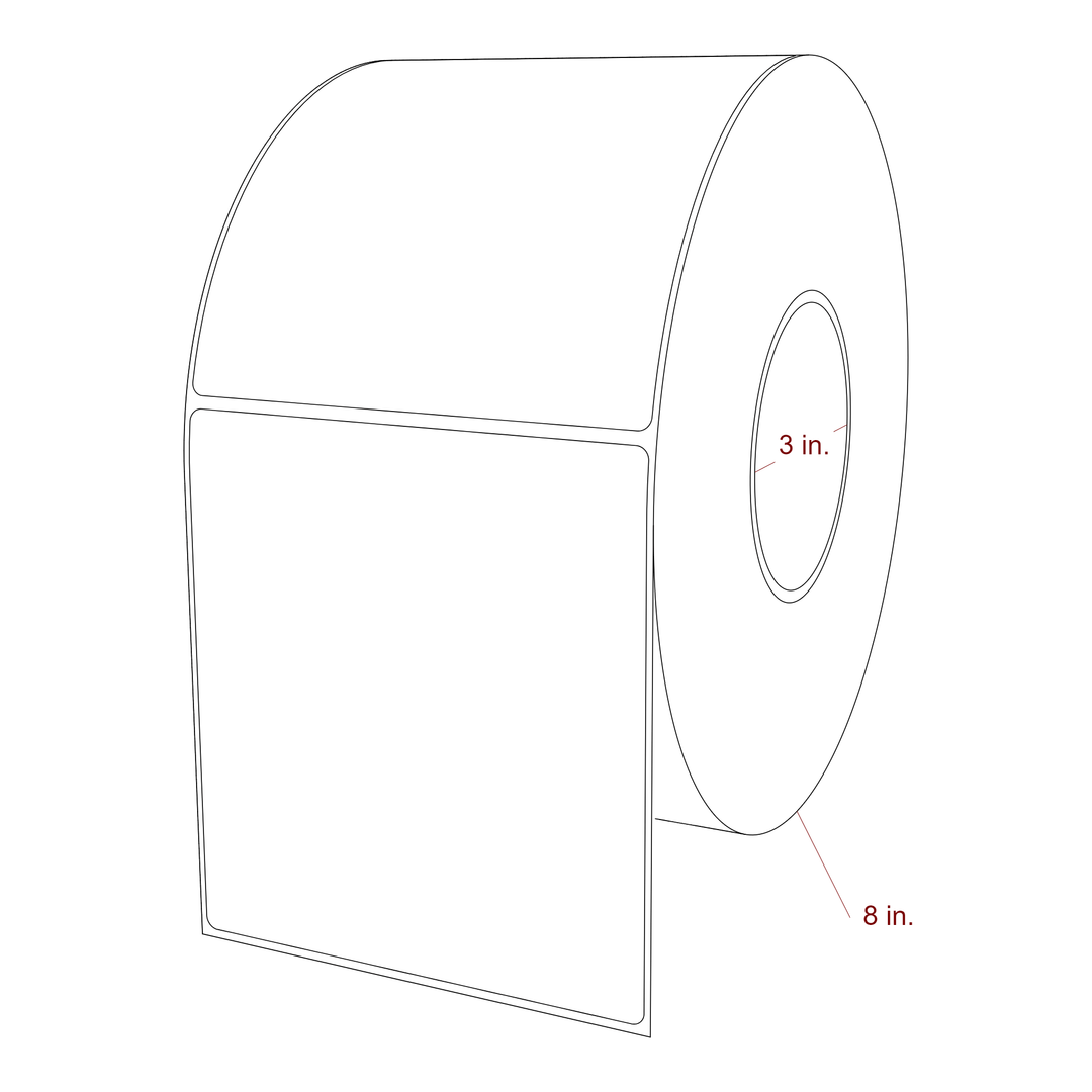4.75 Inch x 5.25 Inch Rectangle Inkjet Label Roll - 3 Inch Core - 8 Inch Roll OD - 3D Perspective