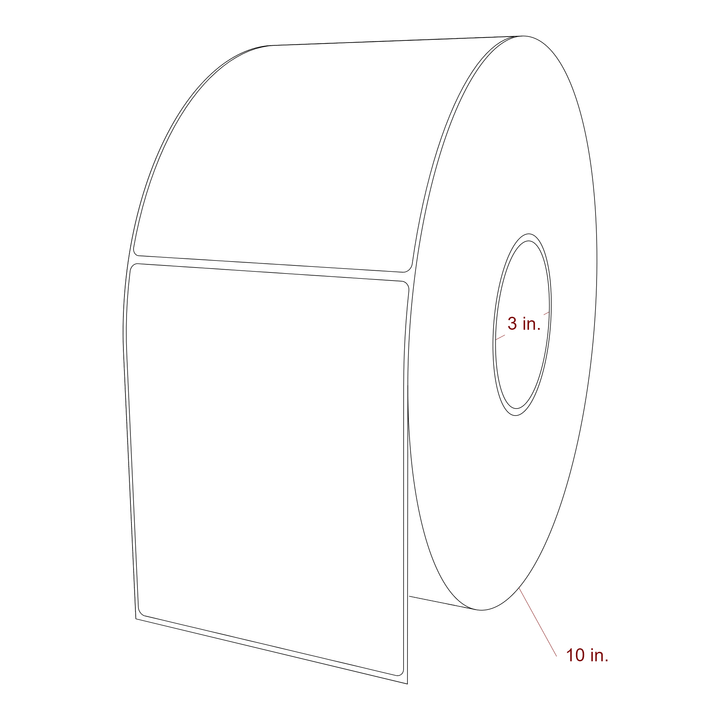 4.75 Inch x 5.75 Inch Rectangle Inkjet Label Roll - 3 Inch Core - 10 Inch Roll OD - 3D Perspective