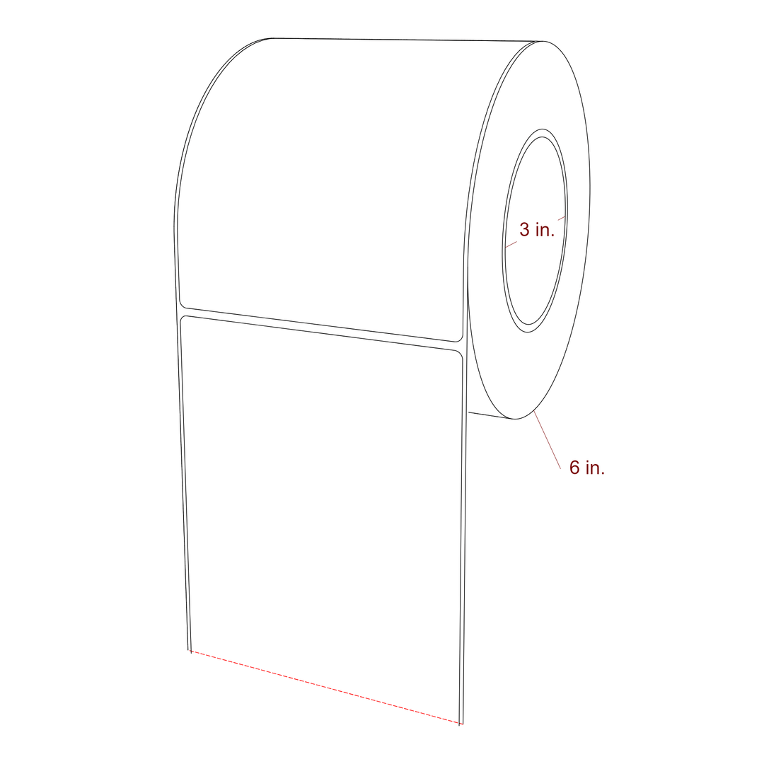 4.75 Inch x 5.75 Inch Rectangle Inkjet Label Roll - 3 Inch Core - 6 Inch Roll OD - 3D Perspective