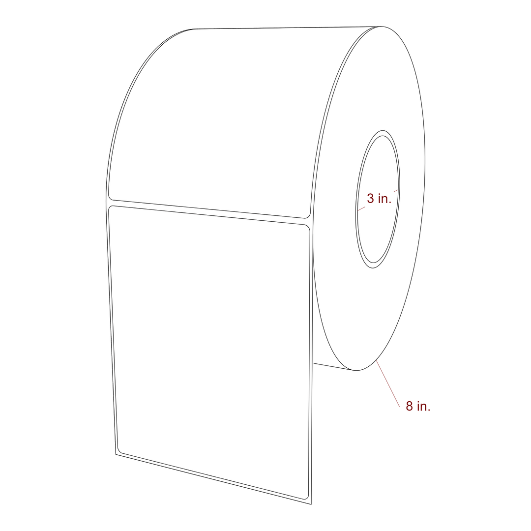 4.75 Inch x 5.75 Inch Rectangle Inkjet Label Roll - 3 Inch Core - 8 Inch Roll OD - 3D Perspective