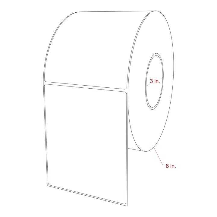 4.75 Inch x 5.75 Inch Rectangle Inkjet Label Roll - 3 Inch Core - 8 Inch Roll OD - 3D Perspective