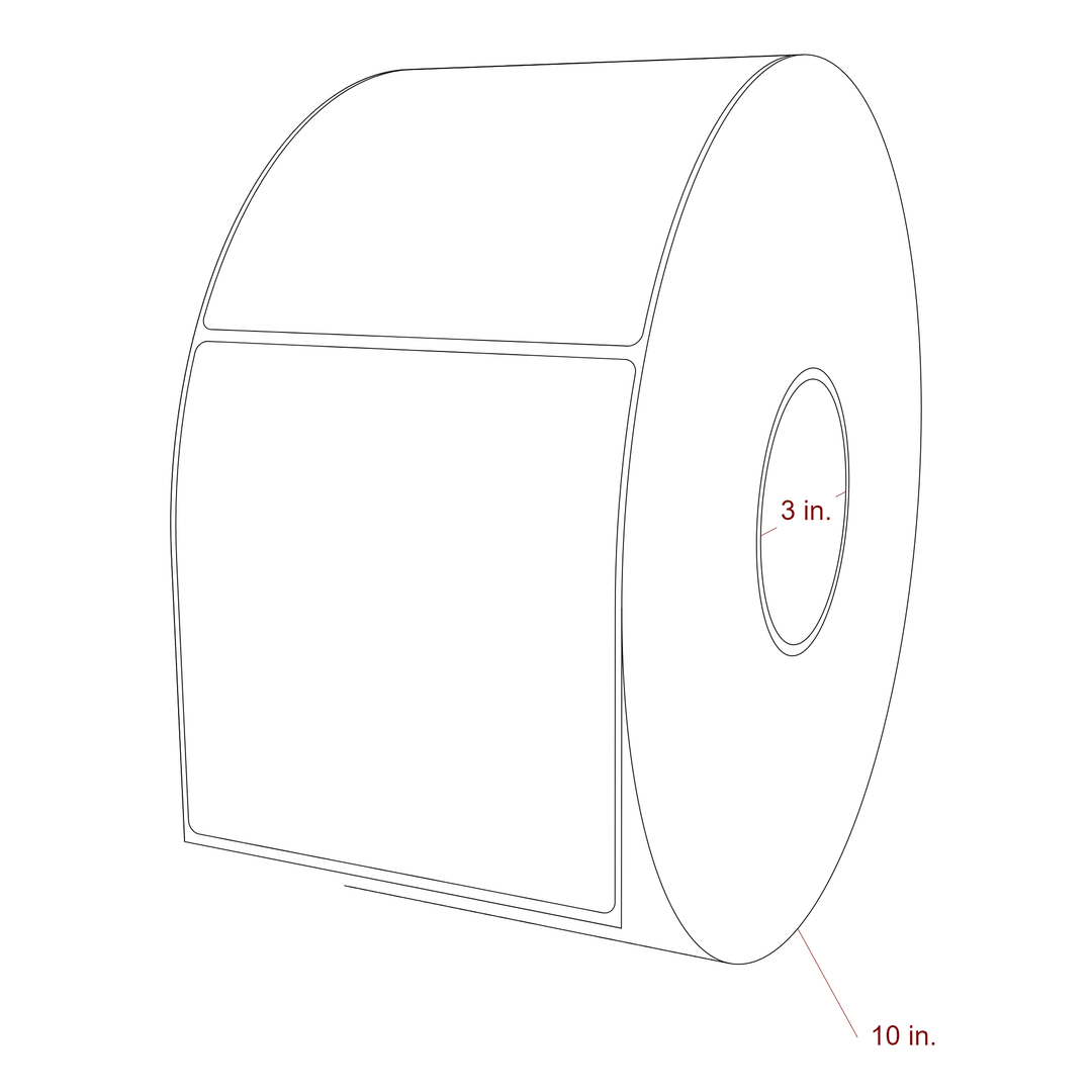 4.75 Inch x 5 Inch Rectangle Inkjet Label Roll - 3 Inch Core - 10 Inch Roll OD - 3D Perspective