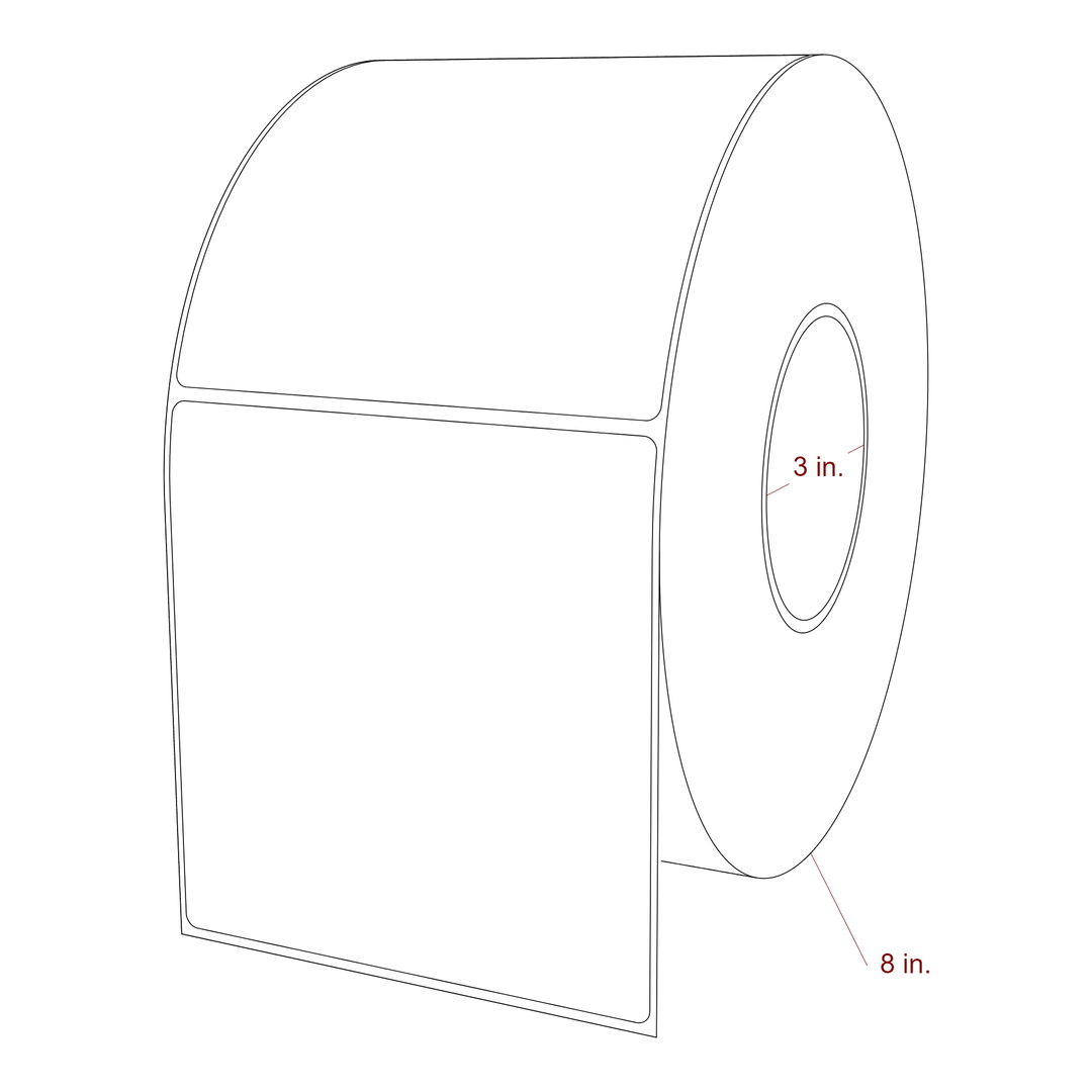 4.75 Inch x 5 Inch Rectangle Inkjet Label Roll - 3 Inch Core - 8 Inch Roll OD - 3D Perspective