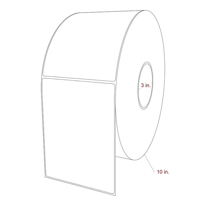 4.75 Inch x 6.25 Inch Rectangle Inkjet Label Roll - 3 Inch Core - 10 Inch Roll OD - 3D Perspective