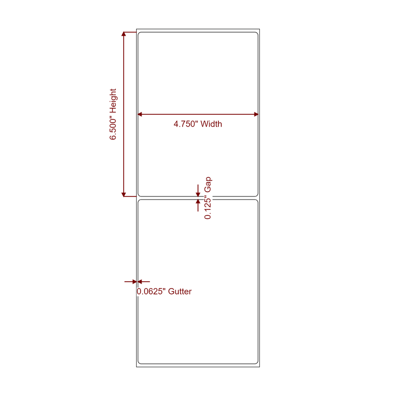 4.75" x 6.5" Inkjet Label Rolls | Fits Epson ColorWorks, VIPColor & Primera - Label Diagram