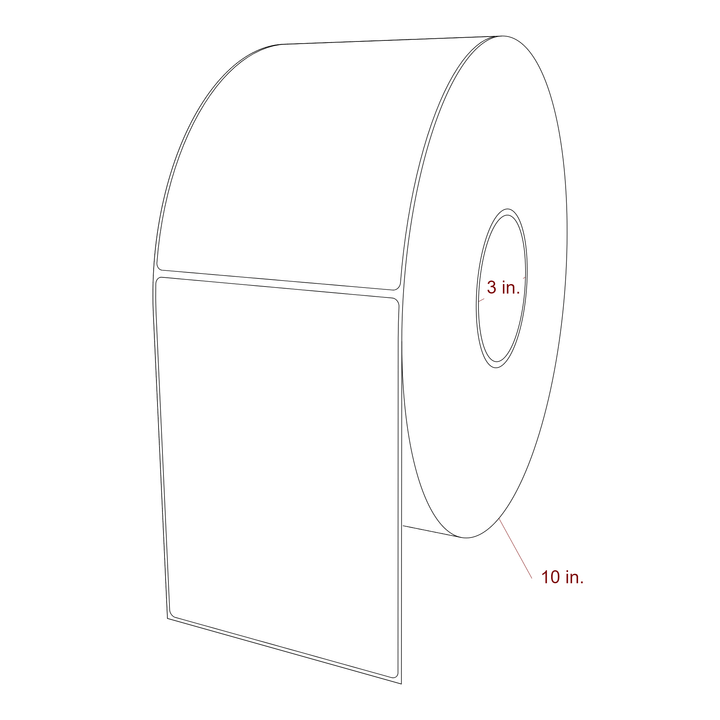4.75 Inch x 6.5 Inch Rectangle Inkjet Label Roll - 3 Inch Core - 10 Inch Roll OD - 3D Perspective