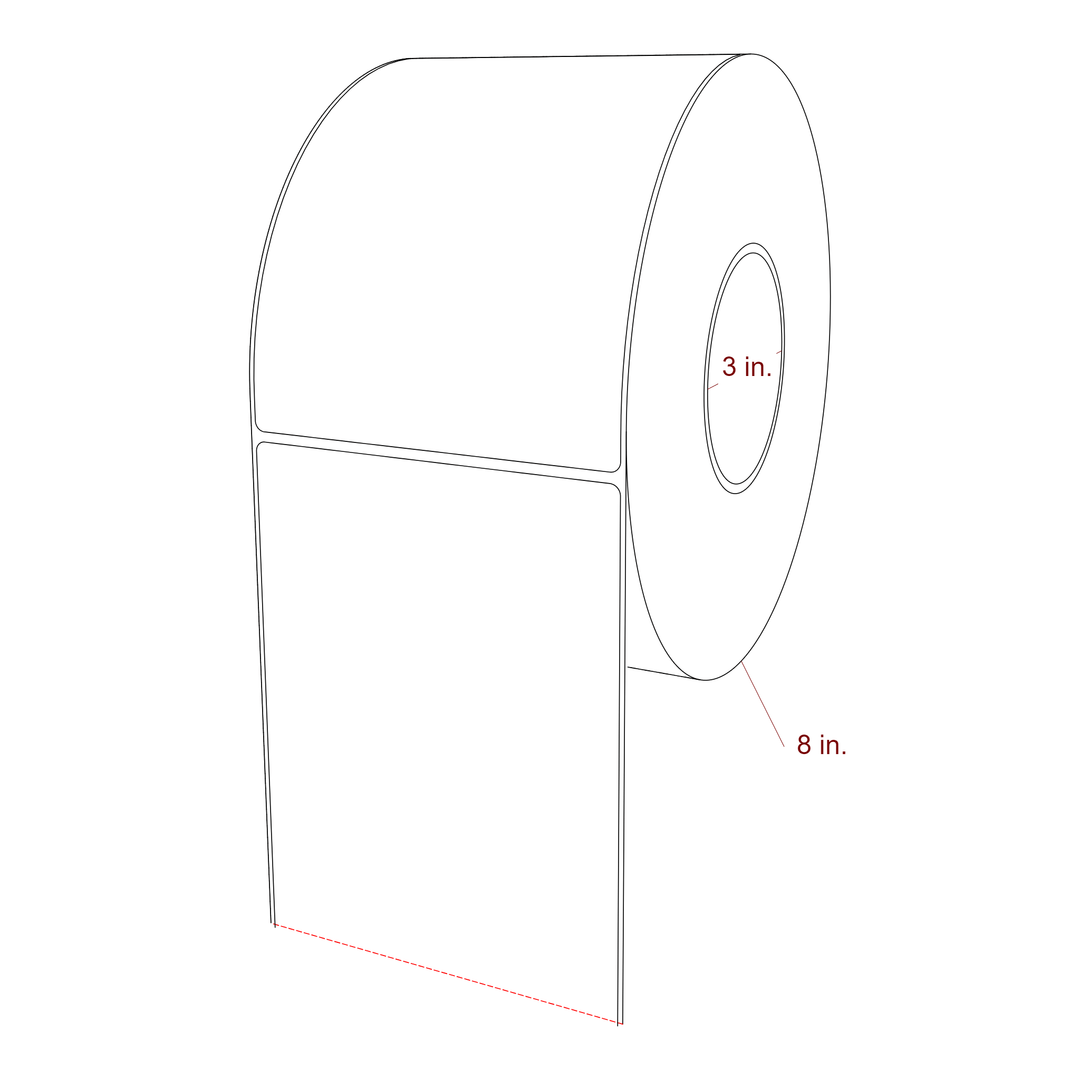 4.75 Inch x 6.5 Inch Rectangle Inkjet Label Roll - 3 Inch Core - 8 Inch Roll OD - 3D Perspective