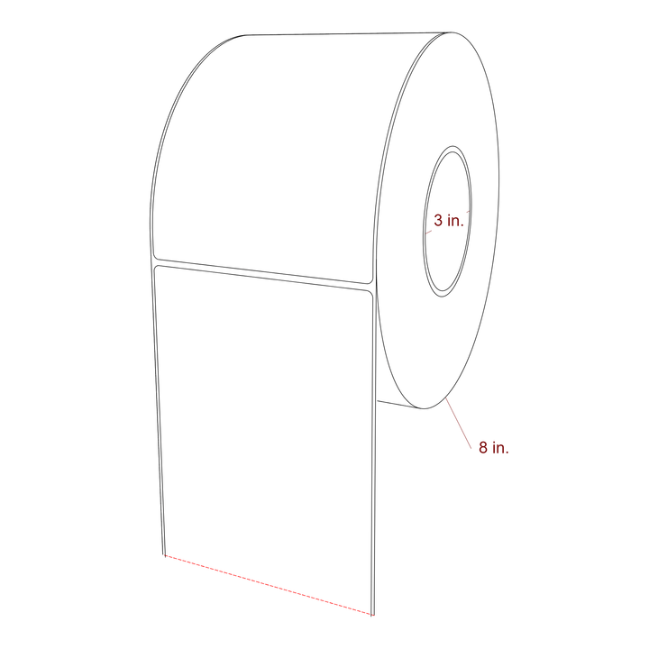 4.75 Inch x 6.5 Inch Rectangle Inkjet Label Roll - 3 Inch Core - 8 Inch Roll OD - 3D Perspective