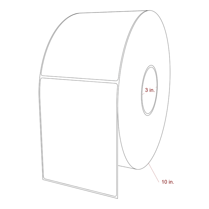 4.75 Inch x 6 Inch Rectangle Inkjet Label Roll - 3 Inch Core - 10 Inch Roll OD - 3D Perspective