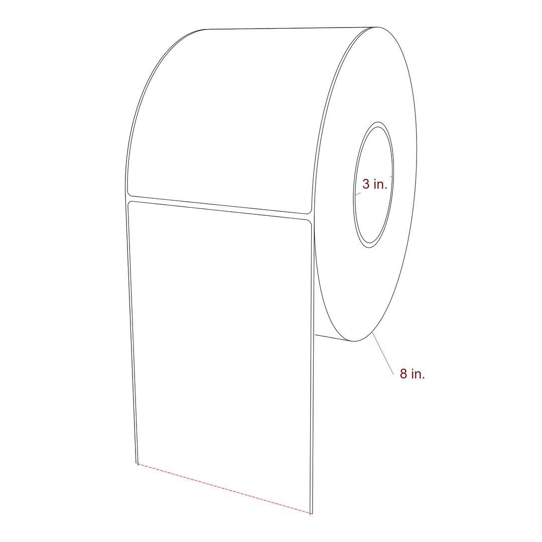 4.75 Inch x 6 Inch Rectangle Inkjet Label Roll - 3 Inch Core - 8 Inch Roll OD - 3D Perspective