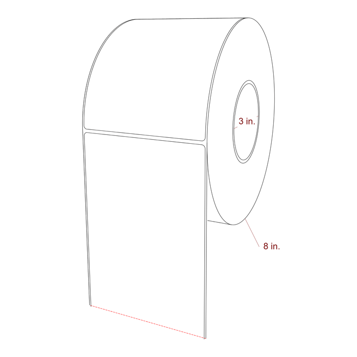 4.75 Inch x 6 Inch Rectangle Inkjet Label Roll - 3 Inch Core - 8 Inch Roll OD - 3D Perspective