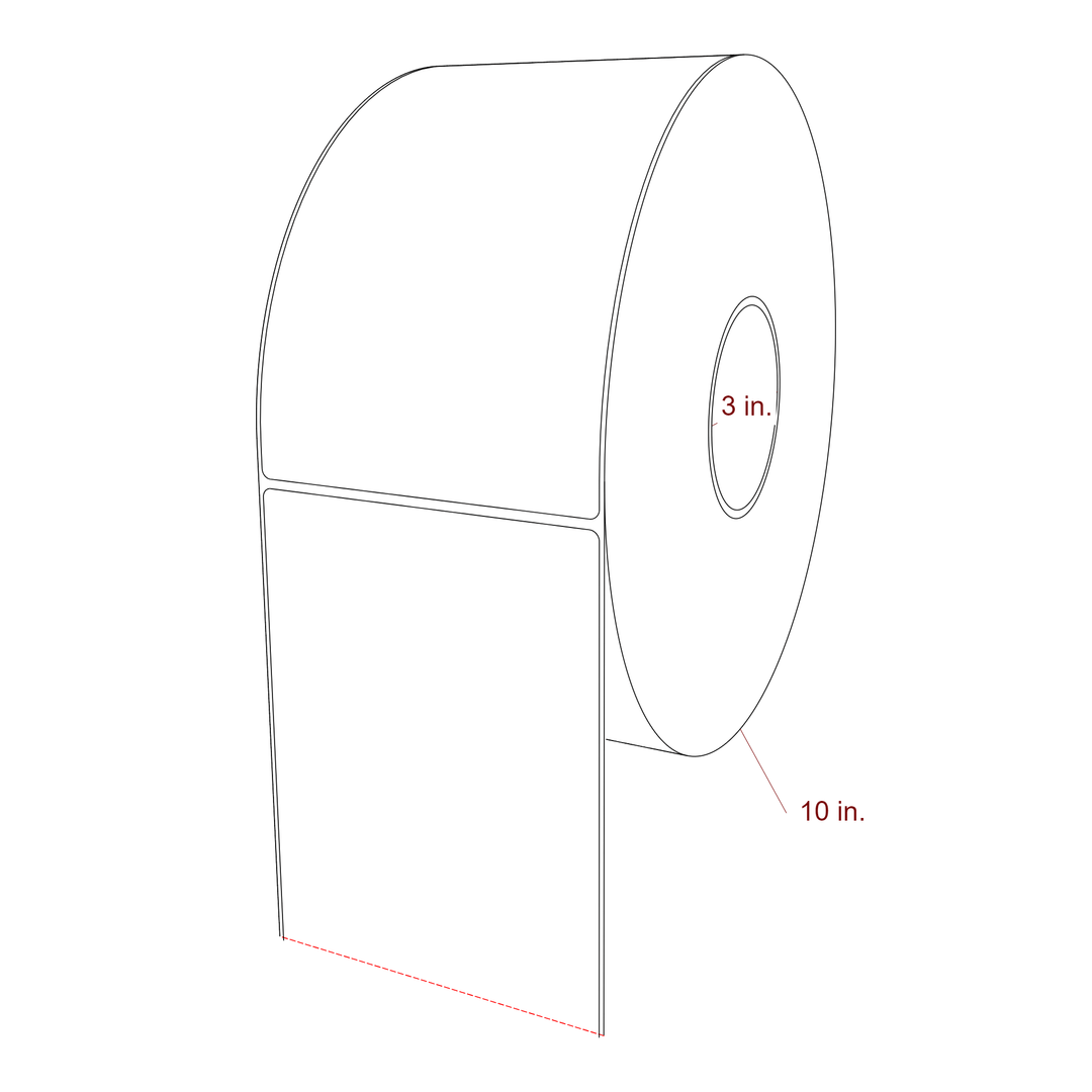 4.75 Inch x 7.75 Inch Rectangle Inkjet Label Roll - 3 Inch Core - 10 Inch Roll OD - 3D Perspective
