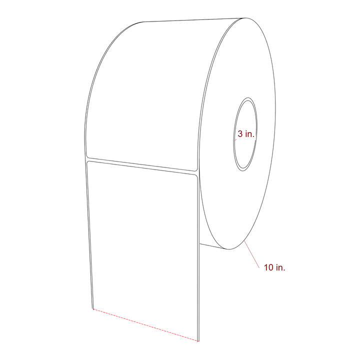 4.75 Inch x 7.75 Inch Rectangle Inkjet Label Roll - 3 Inch Core - 10 Inch Roll OD - 3D Perspective