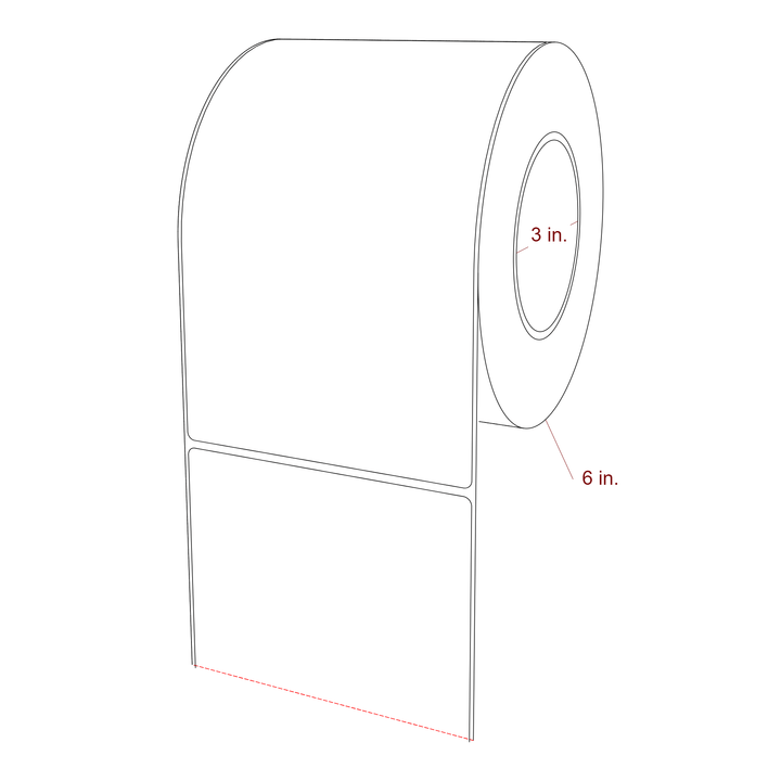 4.75 Inch x 7.75 Inch Rectangle Inkjet Label Roll - 3 Inch Core - 6 Inch Roll OD - 3D Perspective