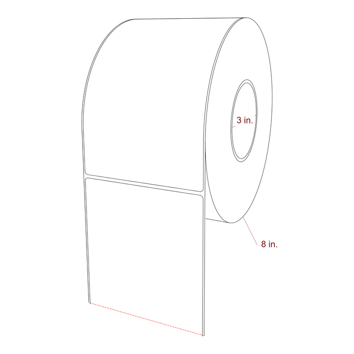 4.75 Inch x 7.75 Inch Rectangle Inkjet Label Roll - 3 Inch Core - 8 Inch Roll OD - 3D Perspective