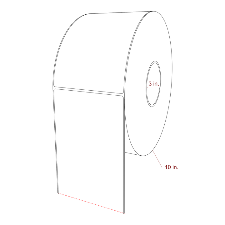 4.75 Inch x 7 Inch Rectangle Inkjet Label Roll - 3 Inch Core - 10 Inch Roll OD - 3D Perspective
