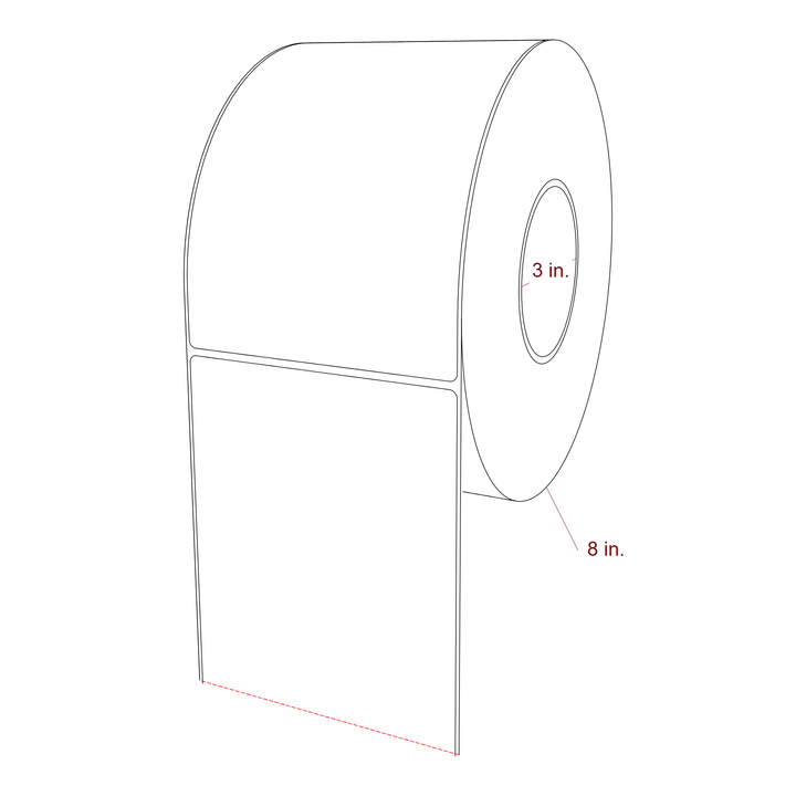4.75 Inch x 7 Inch Rectangle Inkjet Label Roll - 3 Inch Core - 8 Inch Roll OD - 3D Perspective